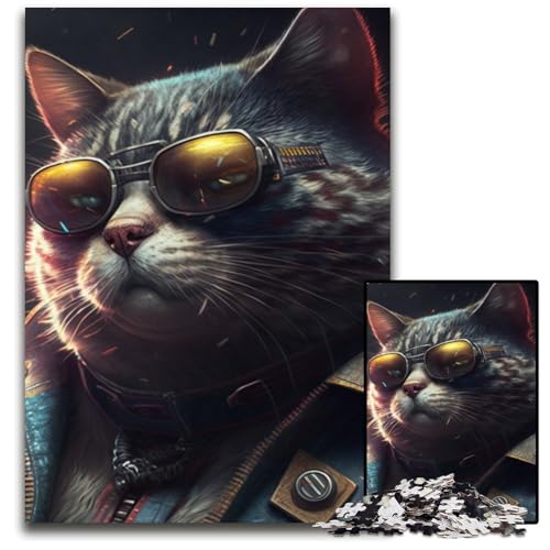 Puzzle für Erwachsene, 1000 Teile, Fantasie-Katzen-Puzzle, interaktives Familienspiel, Denksportaufgabe, Lernspielzeug, 50x75cm/19,68x29,52 Zoll von RZFWJL