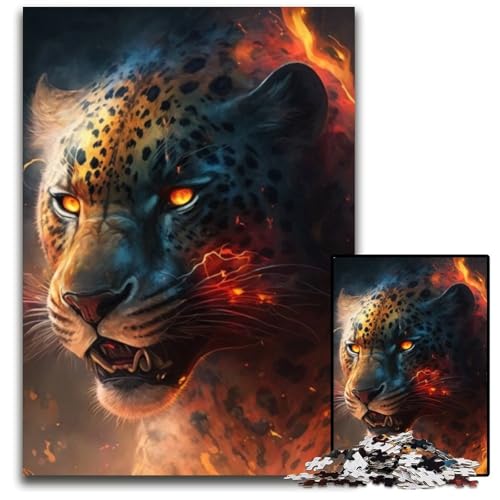 Puzzle für Erwachsene, 1000 Teile, Fantasie-Leoparden-Puzzle, interaktives Familienspiel, Denksportaufgabe, Lernspielzeug, 26x38cm/10,23x14,96 Zoll von RZFWJL