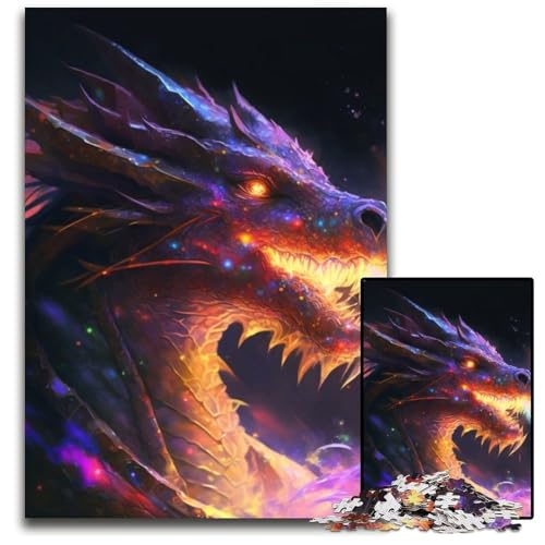Puzzle für Erwachsene, 1000 Teile, Fantasy-Drachen-Puzzle, interaktives Familienspiel, Denksportaufgabe, Lernspielzeug, 50x75cm/19,68x29,52 Zoll von RZFWJL