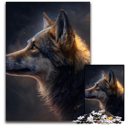 Puzzle für Erwachsene, 1000 Teile, Fantasy-Wolf-Puzzle, interaktives Familienspiel, Denksportaufgabe, Lernspielzeug, 26x38cm/10,23x14,96 Zoll von RZFWJL
