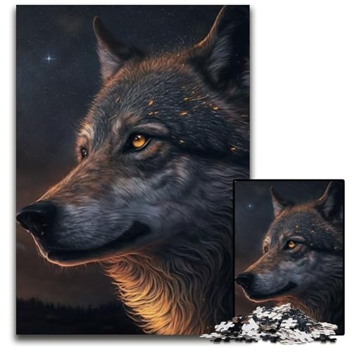 Puzzle für Erwachsene, 1000 Teile, Fantasy-Wolf-Puzzle, interaktives Familienspiel, Denksportaufgabe, Lernspielzeug, 26x38cm/10,23x14,96 Zoll von RZFWJL