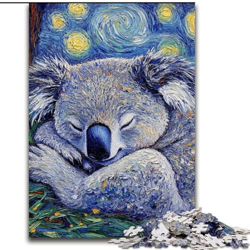 Puzzle für Erwachsene, 1000 Teile, Faultier-Nachthimmel-Puzzle aus Holz, Eltern, Partner, Freunde – ab 14 Jahren, 1000 Teile(50x75cm) von RZFWJL