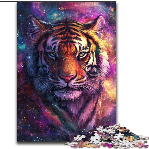 Puzzle für Erwachsene, 1000 Teile, Galaxie-Tiger-Puzzle aus Pappe, anspruchsvolles Denkspiel für Teenager, unterhaltsames interaktives Spiel für die ganze Familie, 1000 Teile(26x38cm) von RZFWJL