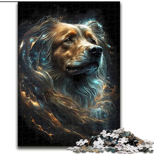 Puzzle für Erwachsene, 1000 Teile, Golden Retriever-Hund, aus Holz, Geburtstage, Weihnachten, Halloween, Thanksgiving, Ostern, 1000 Teile(50x75cm) von RZFWJL