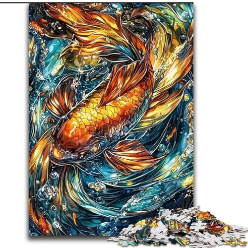 Puzzle für Erwachsene, 1000 Teile, Goldener Karpfen, für Kinder ab 14 Jahren, Lernspiel, Herausforderung, Spielzeug, Geschenk zum Geburtstag (Größe 50x75cm) von RZFWJL