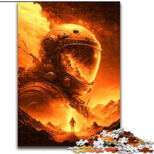 Puzzle für Erwachsene, 1000 Teile, Goldenes Astronauten-Puzzle aus Holz, Geburtstage, Weihnachten, Halloween, Thanksgiving, Ostern, 1000 Teile(50x75cm) von RZFWJL