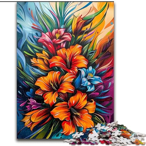 Puzzle für Erwachsene, 1000 Teile, Graffiti-Kunst, Gladiolenblume, für Kinder ab 14 Jahren, Lernspiel, Herausforderung, Spielzeug, Geschenk zum Geburtstag (Größe 26x38cm) von RZFWJL