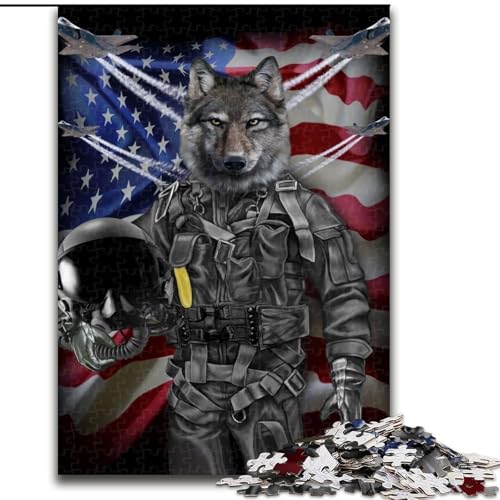 Puzzle für Erwachsene, 1000 Teile, Grauer Wolf in der Luftwaffe, Puzzle aus Holz, Geburtstage, Weihnachten, Halloween, Erntedankfest, Ostern, 1000 Teile(50x75cm) von RZFWJL