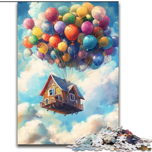 Puzzle für Erwachsene, 1000 Teile, Haus auf einem Ballon, interaktives Familienspiel, Familienaktivitätsspiel, 50x75cm von RZFWJL