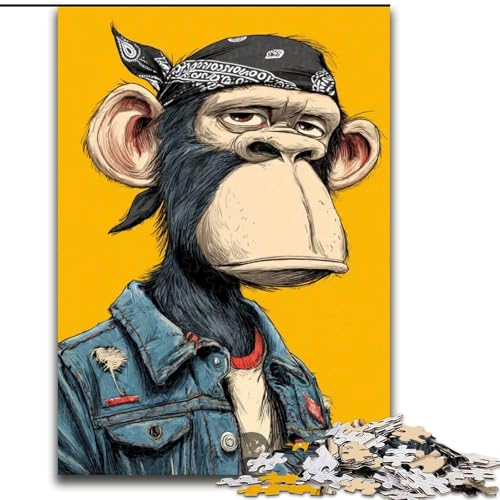 Puzzle für Erwachsene, 1000 Teile, Hip-Hop-Affen-Puzzle, pädagogisches Denkspiel, künstlerische Heim- und Bürodekoration, ab 14 Jahren, 50x75cm von RZFWJL