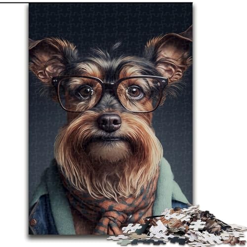 Puzzle für Erwachsene, 1000 Teile, Hipster-Hund in Kleidung, Puzzle aus Holz, anspruchsvolles Denkspiel für Teenager, unterhaltsames interaktives Spiel für die ganze Familie, 1000 Teile(50x75cm) von RZFWJL