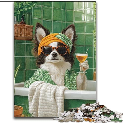 Puzzle für Erwachsene, 1000 Teile, Husky im Badezimmer, ideal für Verliebte, perfektes Weihnachts-, Neujahrs- und Valentinstagsgeschenk, 50x75cm Puzzle für Erwachsene, 1000 Teile, Husky im Badezimmer, ideal für Verliebte, perfektes Weihnachts-, Neujahrs- und Valentinstagsgeschenk, 50x75cm von RZFWJL