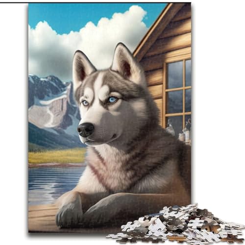 Puzzle für Erwachsene, 1000 Teile, Husky im Urlaub, Puzzle aus Holz, anspruchsvolles Denkspiel für Teenager, unterhaltsames interaktives Spiel für die ganze Familie, 1000 Teile(50x75cm) von RZFWJL
