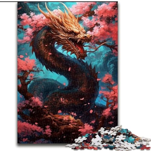 Puzzle für Erwachsene, 1000 Teile, Japanisches Drachenkirsch-Puzzle aus Pappe, entspannende Unterhaltung, Heimdekoration, 1000 Teile(26x38cm) von RZFWJL