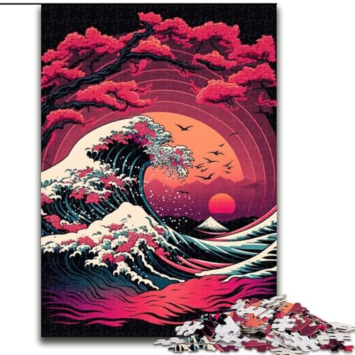 Puzzle für Erwachsene, 1000 Teile, Japanisches Wellen-Puzzle, aus Pappe, entspannende Unterhaltung, Heimdekoration, 1000 Teile(26x38cm) von RZFWJL