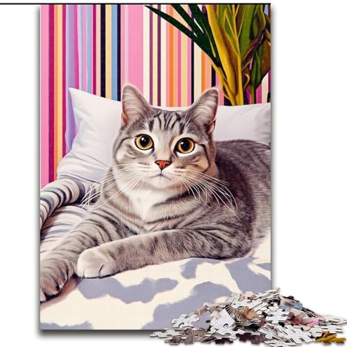 Puzzle für Erwachsene, 1000 Teile, Katze liegt auf dem Sofa, Puzzle, Spiel für Erwachsene, Geschenk, Familien-Interaktives Spiel, Gehirn-Herausforderung, Geschenk, 50x75cm von RZFWJL