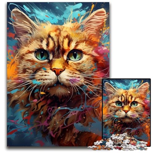 Puzzle für Erwachsene, 1000 Teile, Katzen-Puzzle, interaktives Familienspiel, Denksportaufgabe, Lernspielzeug, 26x38cm/10,23x14,96 Zoll von RZFWJL