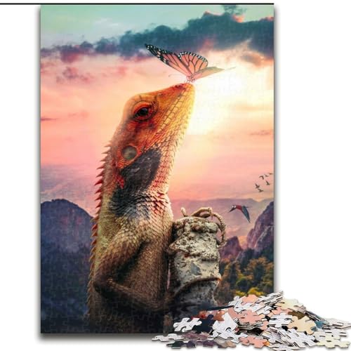 Puzzle für Erwachsene, 1000 Teile, Kletter-Eidechsen-Puzzle aus Pappe, anspruchsvolles Denkspiel für Teenager, unterhaltsames interaktives Spiel für die ganze Familie, 1000 Teile(26x38cm) von RZFWJL
