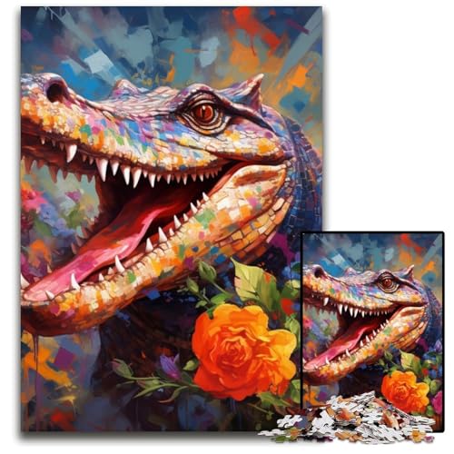 Puzzle für Erwachsene, 1000 Teile, Krokodil-Puzzle, interaktives Familienspiel, Denksportaufgabe, Lernspielzeug, 50x75cm/19,68x29,52 Zoll von RZFWJL