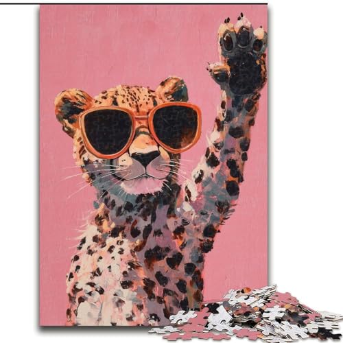 Puzzle für Erwachsene, 1000 Teile, Leopard, für Kinder ab 14 Jahren, Lernspiel, Herausforderung, Spielzeug, Geschenk zum Geburtstag (Größe 26x38cm) von RZFWJL
