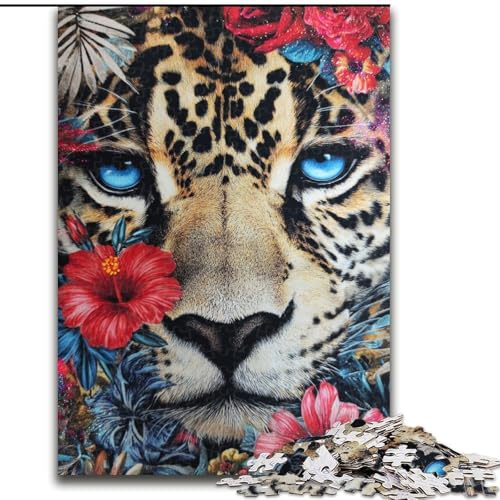 Puzzle für Erwachsene, 1000 Teile, Leoparden und Blumen, für Erwachsene ab 14 Jahren, Lernspiel, Herausforderung, Spielzeug, Geschenk zum Geburtstag (Größe 50x75cm) von RZFWJL