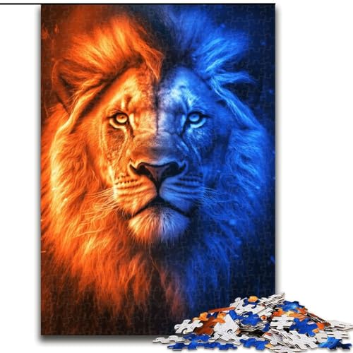 Puzzle für Erwachsene, 1000 Teile, Löwe, Tier, Wildtiere, Puzzle aus Holz, Eltern, Partner, Freunde – ab 14 Jahren, 1000 Teile(50x75cm) von RZFWJL