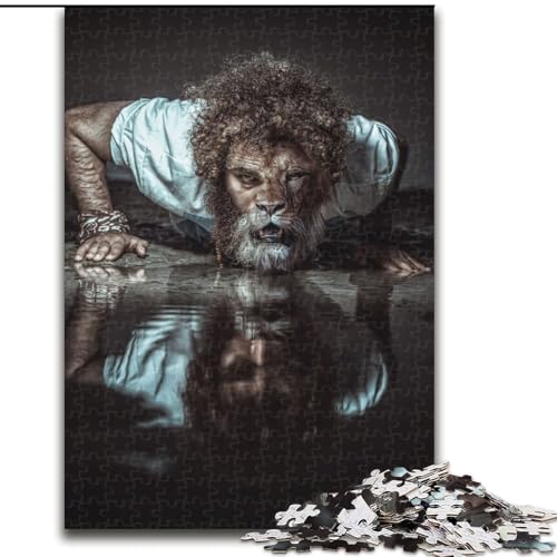 Puzzle für Erwachsene, 1000 Teile, Löwenmensch-Puzzle aus Holz, anspruchsvolles Denkspiel für Teenager, unterhaltsames interaktives Spiel für die ganze Familie, 1000 Teile(50x75cm) von RZFWJL