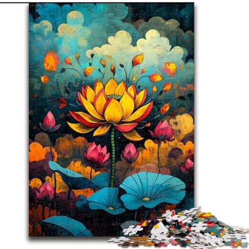 Puzzle für Erwachsene, 1000 Teile, Lotuskunst, für Kinder ab 14 Jahren, Lernspiel, Herausforderung, Spielzeug, Geschenk zum Geburtstag (Größe 50x75cm) von RZFWJL