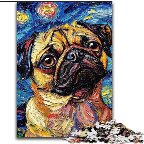 Puzzle für Erwachsene, 1000 Teile, Mops-Nachthimmel-Puzzle aus Holz, anspruchsvolles Denkspiel für Teenager, unterhaltsames interaktives Spiel für die ganze Familie, 1000 Teile(50x75cm) von RZFWJL