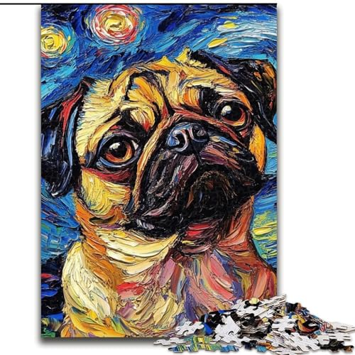 Puzzle für Erwachsene, 1000 Teile, Mops-Nachthimmel-Puzzle aus Pappe, anspruchsvolles Denkspiel für Teenager, unterhaltsames interaktives Spiel für die ganze Familie, 1000 Teile(26x38cm) von RZFWJL
