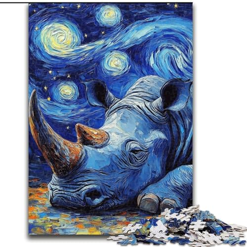 Puzzle für Erwachsene, 1000 Teile, Nashorn-Sternenhimmel-Puzzle aus Pappe, anspruchsvolles Denkspiel für Teenager, unterhaltsames interaktives Spiel für die ganze Familie, 1000 Teile(26x38cm) von RZFWJL