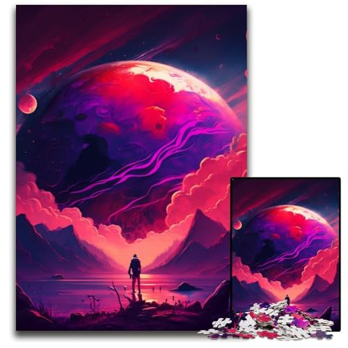 Puzzle für Erwachsene, 1000 Teile, Neon-Alien-Landschaft, interaktives Familienspiel, Denksportaufgabe, Lernspielzeug, 26x38cm/10,23x14,96 Zoll von RZFWJL