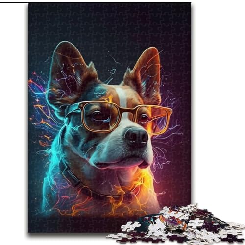 Puzzle für Erwachsene, 1000 Teile, Neonbrille, Hunde-Puzzle aus Pappe, anspruchsvolles Denkspiel für Teenager, unterhaltsames interaktives Familienspiel, 1000 Teile(26x38cm) von RZFWJL