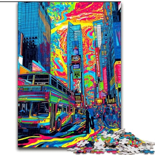 Puzzle für Erwachsene, 1000 Teile, New Yorker Stadtbild, Analyse und Logik, mit vollständig ineinandergreifenden, zufällig geformten Teilen, für Kinder ab 14 Jahren (Größe 50x75cm) von RZFWJL