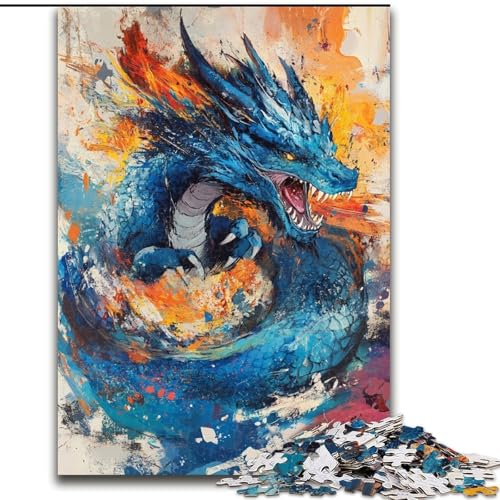 Puzzle für Erwachsene, 1000 Teile, Ölgemälde-Drache, dekomprimierendes intellektuelles Lernspielzeug, ganze Familie (Größe 50x75cm) von RZFWJL