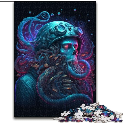Puzzle für Erwachsene, 1000 Teile, Oktopus-Totenkopf-Puzzle aus Holz, Spielzeug, Geschenk, pädagogisches, intellektuelles, entspannendes Familienspiel, 1000 Teile(50x75cm) von RZFWJL