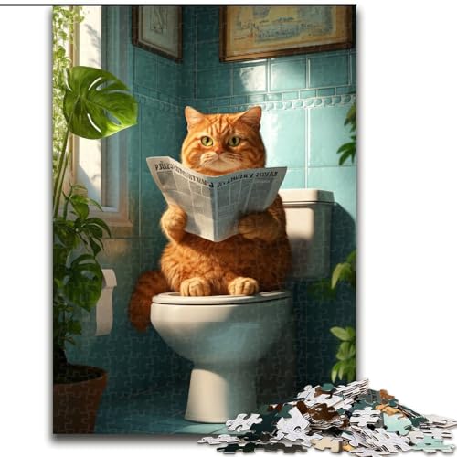 Puzzle für Erwachsene, 1000 Teile, Orange Katze auf der Toilette, pädagogisches Denkspiel, künstlerische Heim- und Bürodekoration, ab 14 Jahren, 50x75cm Puzzle für Erwachsene, 1000 Teile, Orange Katze auf der Toilette, pädagogisches Denkspiel, künstlerische Heim- und Bürodekoration, ab 14 Jahren, 50x75cm von RZFWJL