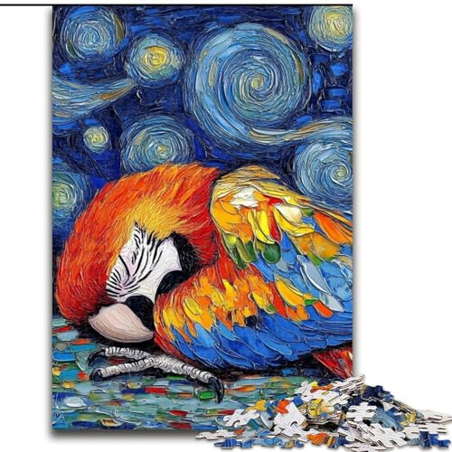 Puzzle für Erwachsene, 1000 Teile, Papageien-Nachthimmel-Puzzle aus Pappe, entspannende Unterhaltung, Heimdekoration, 1000 Teile(26x38cm) von RZFWJL