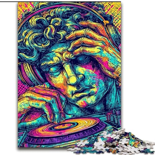 Puzzle für Erwachsene, 1000 Teile, Pop-Art-Michelangelos-David-Statue, dekomprimierendes intellektuelles Lernspielzeug, ganze Familie (Größe 26x38cm) von RZFWJL