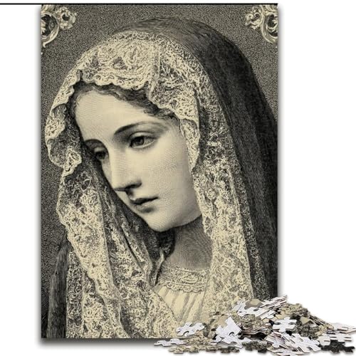 Puzzle für Erwachsene, 1000 Teile, Porträt von Maria, der Mutter, für Kinder ab 14 Jahren, Lernspiel, Herausforderung, Spielzeug, Geschenk zum Geburtstag (Größe 50x75cm) von RZFWJL