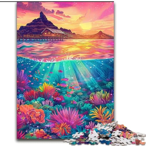 Puzzle für Erwachsene, 1000 Teile, Psychedelic Island, für Kinder ab 14 Jahren, Lernspiel, Herausforderung, Spielzeug, Geschenk zum Geburtstag (Größe 26x38cm) von RZFWJL