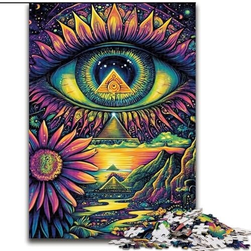 Puzzle für Erwachsene, 1000 Teile, Psychedelisches Auge, für Kinder ab 14 Jahren, Lernspiel, Herausforderung, Spielzeug, Geschenk zum Geburtstag (Größe 26x38cm) von RZFWJL
