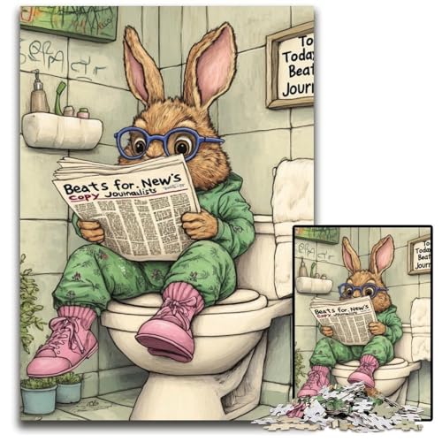 Puzzle für Erwachsene, 1000 Teile, Rabbit Go Toilet, interaktives Familienspiel, Denksportaufgabe, Lernspielzeug, 50x75cm/19,68x29,52 Zoll Puzzle für Erwachsene, 1000 Teile, Rabbit Go Toilet, interaktives Familienspiel, Denksportaufgabe, Lernspielzeug, 50x75cm/19,68x29,52 Zoll von RZFWJL