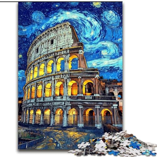 Puzzle für Erwachsene, 1000 Teile, Römisches Kolosseum bei Nacht, entspannendes intellektuelles Lernspielzeug, ganze Familie (Größe 50x75cm) von RZFWJL