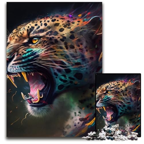 Puzzle für Erwachsene, 1000 Teile, Spirit Leopard Puzzle, interaktives Familienspiel, Denksportaufgabe, Lernspielzeug, 50x75cm/19,68x29,52 Zoll von RZFWJL