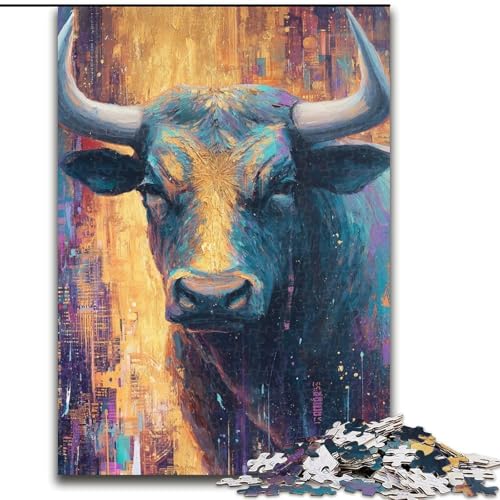 Puzzle für Erwachsene, 1000 Teile, Stiermalerei, für Kinder ab 14 Jahren, Lernspiel, Herausforderung, Spielzeug, Geschenk zum Geburtstag (Größe 26x38cm) von RZFWJL