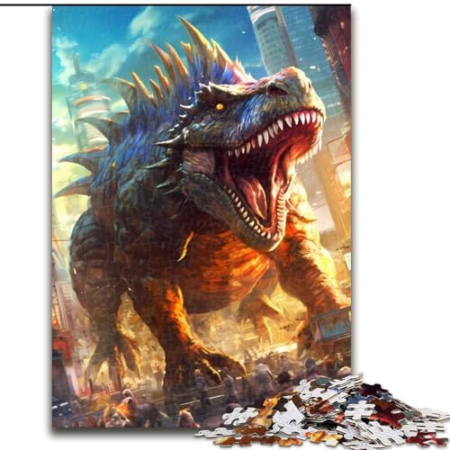 Puzzle für Erwachsene, 1000 Teile, T-Rex-Dinosaurier-Fury-Puzzle aus Holz, Geburtstage, Weihnachten, Halloween, Erntedankfest, Ostern, 1000 Teile(50x75cm) von RZFWJL