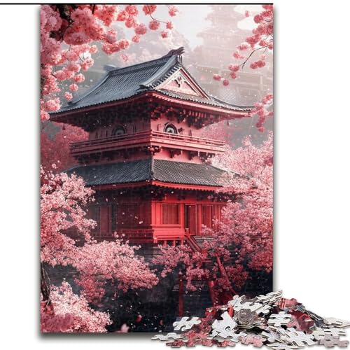 Puzzle für Erwachsene, 1000 Teile, Tempel-Puzzle im japanischen Stil, aus Holz, anspruchsvolles DIY-Denkspiel, interaktives Familienspiel, 1000 Teile(50x75cm) von RZFWJL