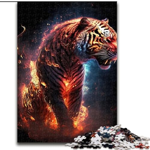 Puzzle für Erwachsene, 1000 Teile, Tiger-Feuer-Puzzle aus Pappe, anspruchsvolles Denkspiel für Teenager, unterhaltsames interaktives Spiel für die ganze Familie, 1000 Teile(26x38cm) von RZFWJL