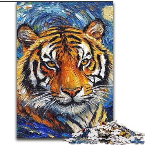 Puzzle für Erwachsene, 1000 Teile, Tiger-Nachthimmel-Puzzle aus Pappe, entspannende Unterhaltung, Heimdekoration, 1000 Teile(26x38cm) von RZFWJL